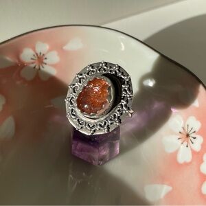 Sterling Silver Confetti Sunstone ring size 4